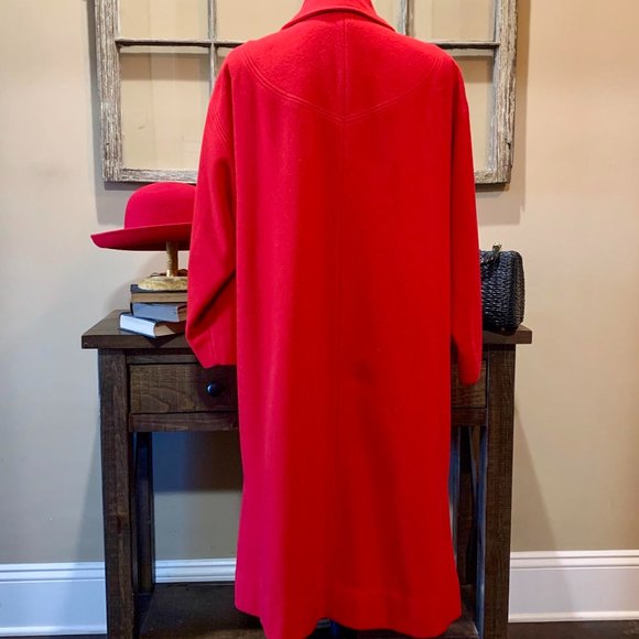 Vintage 1950s Cherry Red Coat Wool/Cashmere Blend - Picture 3 of 3